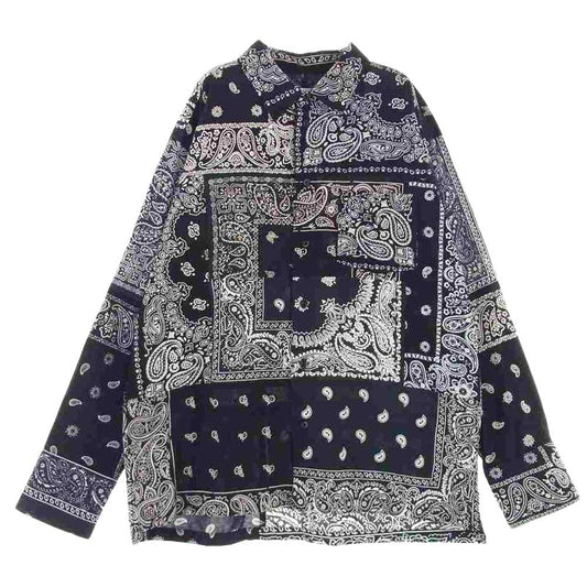ミヤギヒデタカ BANDANA Shirt バンダナ 長袖 シャツ ブラック系 2【美品】【中古】