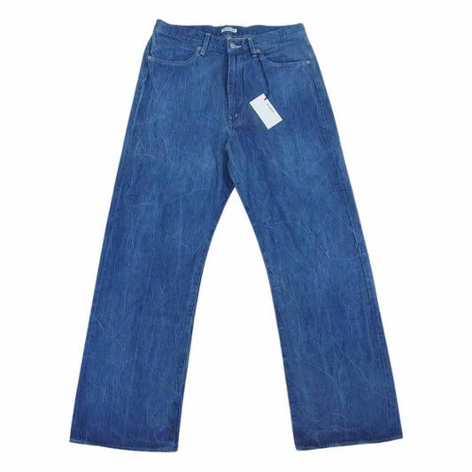 AURALEE オーラリー 22SS A22SP02DE SELVEDGE FADED LIGHT DENIMTS セルビッジ フェイテッド ライト デニムパンツ インディゴブルー系 4【中古】
