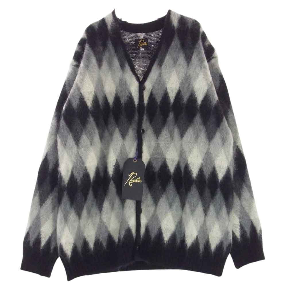 Needles ニードルス 20AW HM377 MOHAIR CARDIGAN アーガイル モヘア カーディガン ニット セーター ブラック系 グレー系 L【美品】【中古】