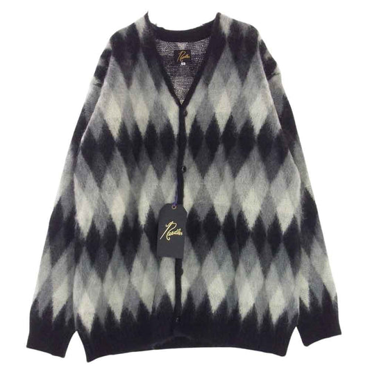 Needles ニードルス 20AW HM377 MOHAIR CARDIGAN アーガイル モヘア カーディガン ニット セーター ブラック系 グレー系 L【美品】【中古】