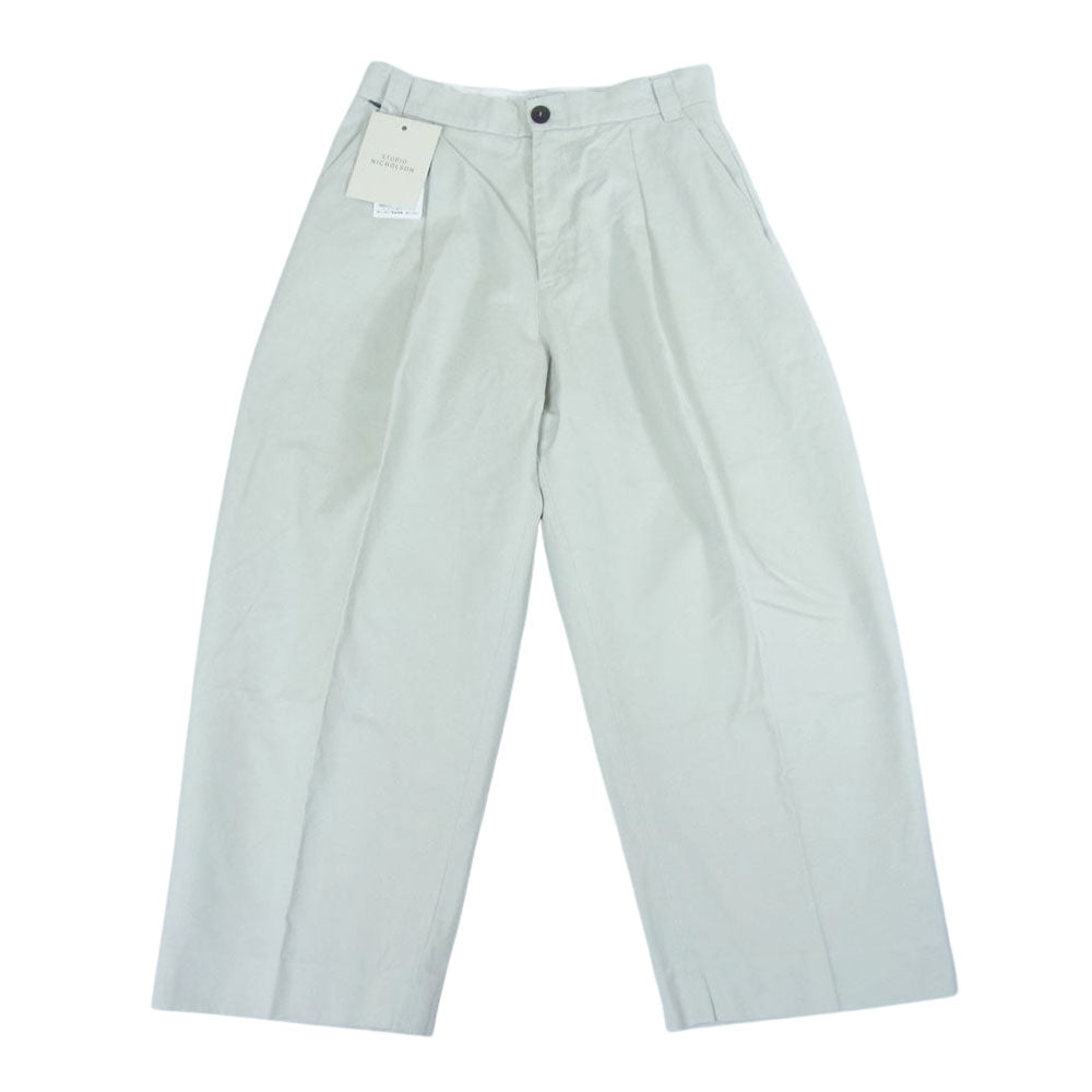 スタジオニコルソン SNM-351 SORTE PEACHED COTTON TWILL VOLUME PLEAT PANTS ピーチド コットンツイル ボリューム ワイドパンツ グレー系 S【新古品】【未使用】【中古】