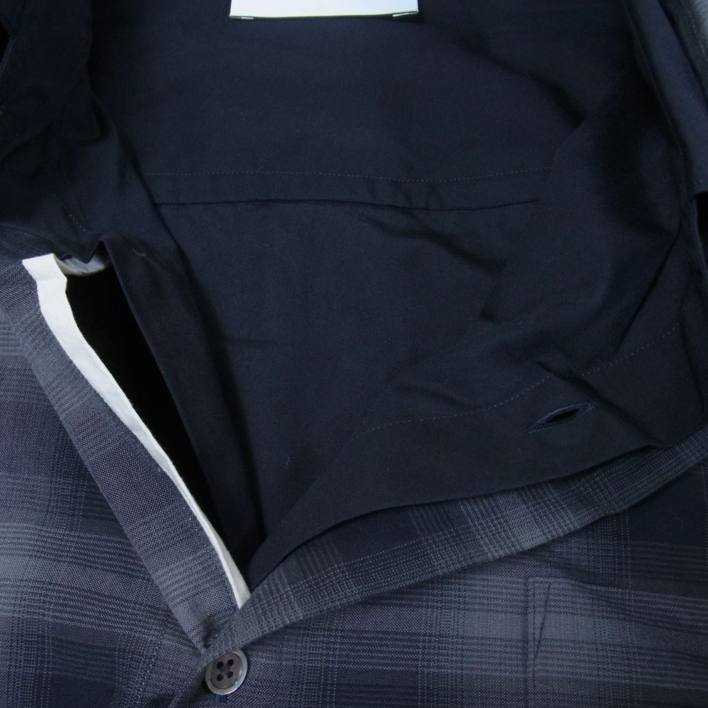 シュタイン 22SS ST.382-2 OVERSIZED LAYERED SHIRT オーバーサイズ レイヤード レーヨン混 オンブレチェック 長袖 シャツ ブラック系 M【美品】【中古】