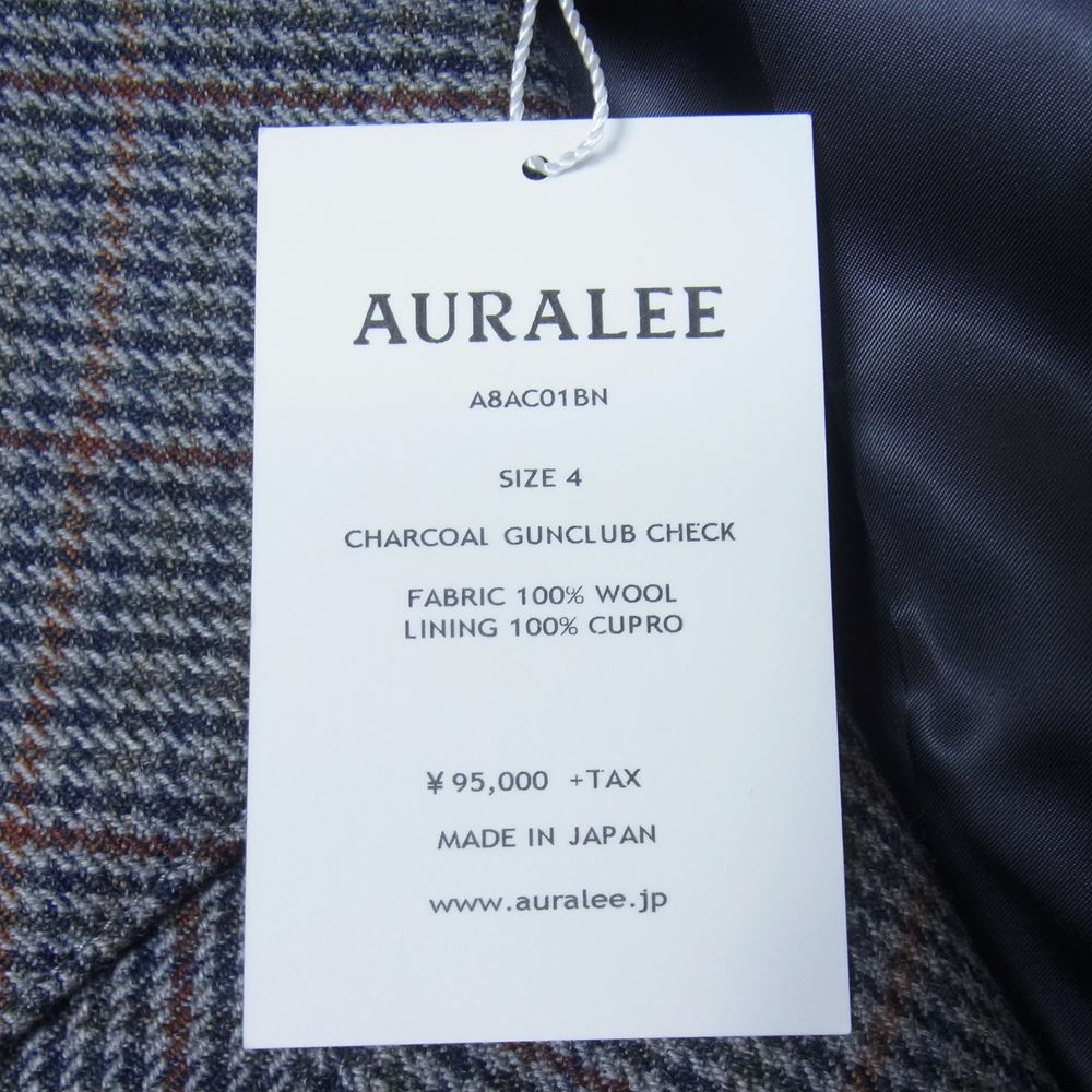 AURALEE オーラリー 18AW A8AC01BN DOUBLE FACE CHECK LONG COAT ダブルフェイス チェック ロング コート グレー系 4【極上美品】【中古】