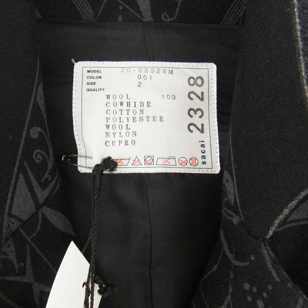 Sacai サカイ 20AW 20-02328M Dr Woo ドクターウー Bandana print Blouson 袖レザー切替 バンダナ タトゥー プリント ウール ブルゾン スタジャン ブラック系 2【中古】