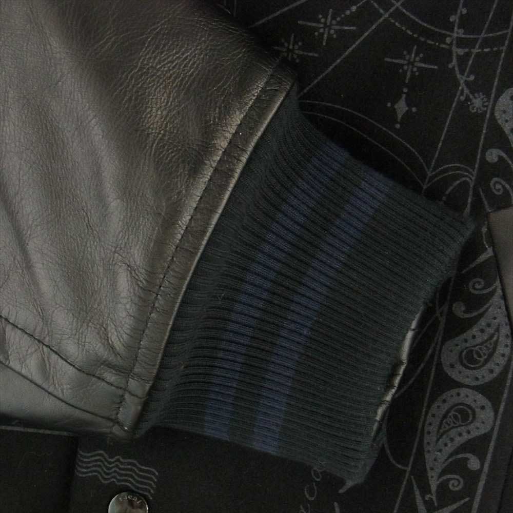 Sacai サカイ 20AW 20-02328M Dr Woo ドクターウー Bandana print Blouson 袖レザー切替 バンダナ タトゥー プリント ウール ブルゾン スタジャン ブラック系 2【中古】