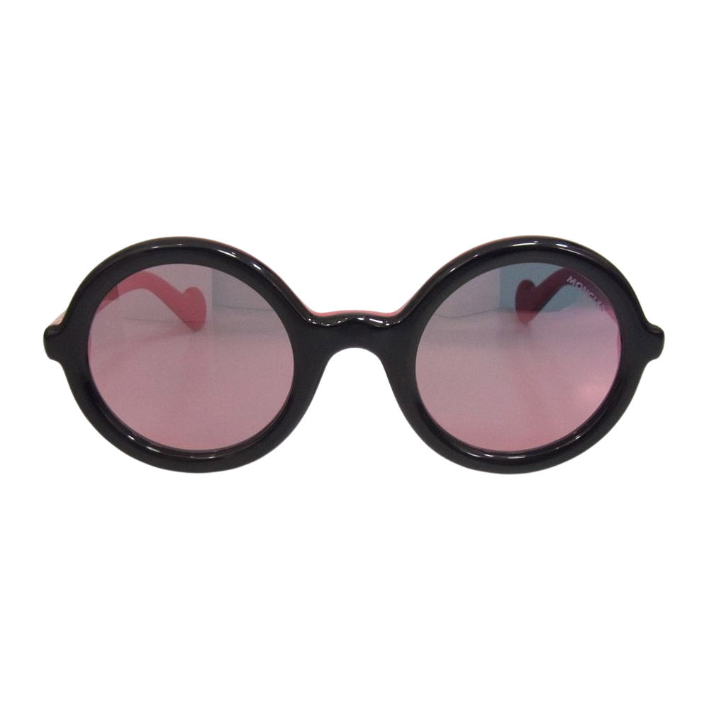MONCLER モンクレール ML0005 05Z ラウンド セルフレーム サングラス ブラック系【美品】【中古】