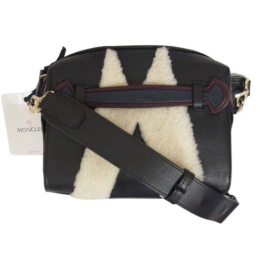MONCLER モンクレール WILLOW BAG ウィロウ レザー ボア 2WAY クラッチ ショルダー バッグ ブラック系【中古】