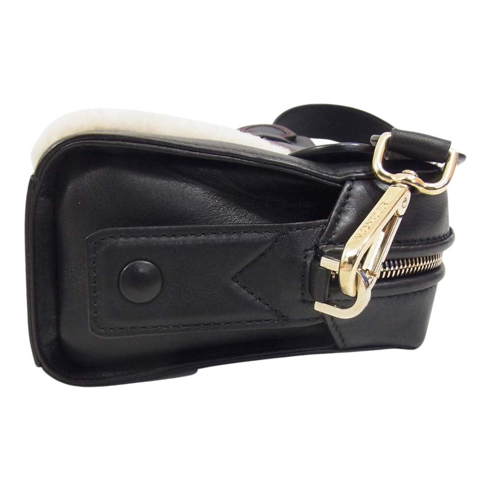 MONCLER モンクレール WILLOW BAG ウィロウ レザー ボア 2WAY クラッチ ショルダー バッグ ブラック系【中古】