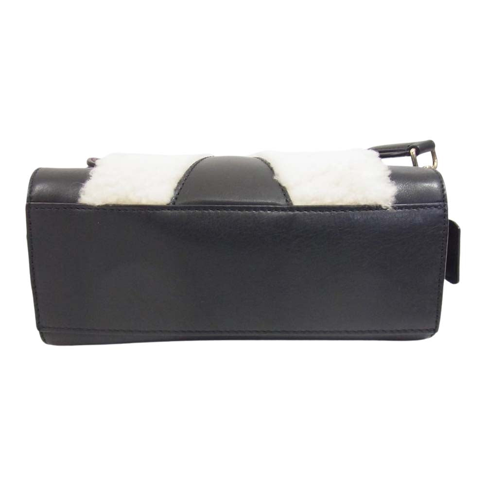 MONCLER モンクレール WILLOW BAG ウィロウ レザー ボア 2WAY クラッチ ショルダー バッグ ブラック系【中古】