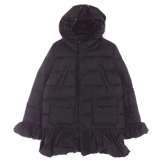 MONCLER モンクレール SERRE セール フリル  ダウン コート ジャケット ブラック系 1【中古】