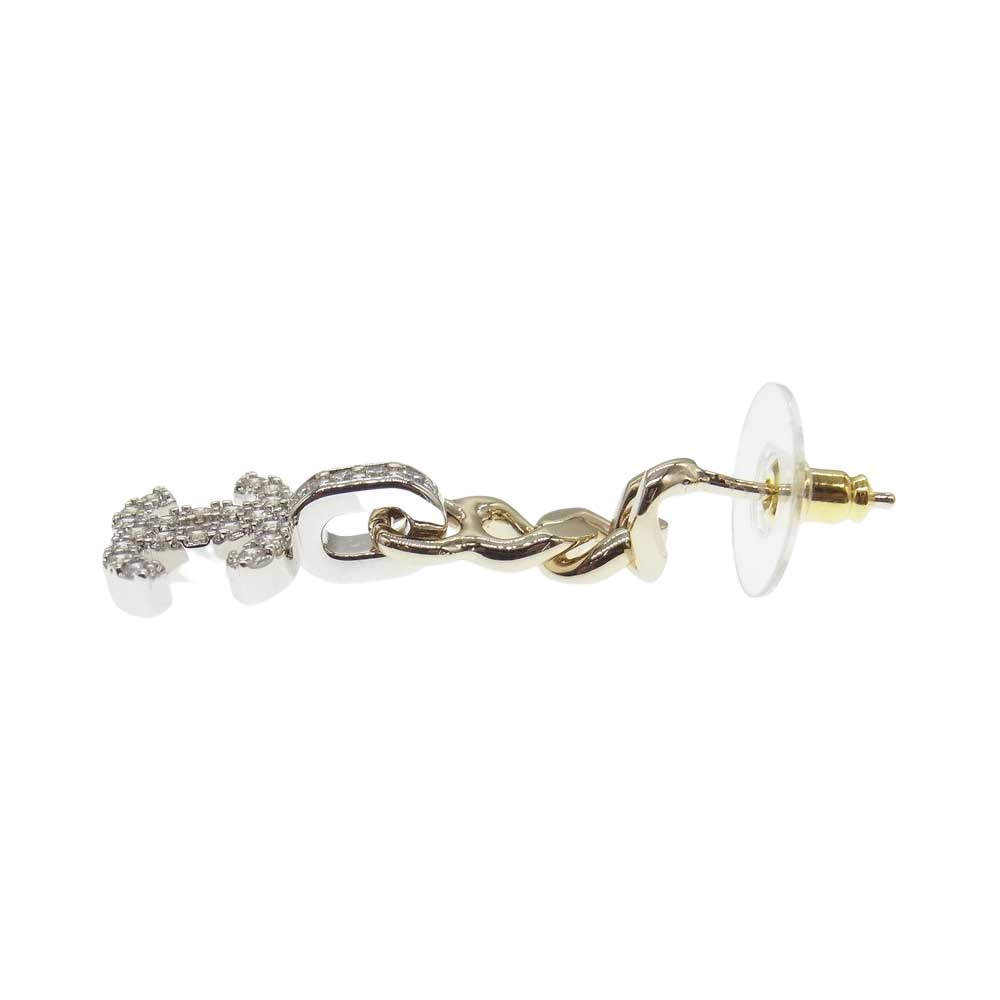 CHANEL シャネル B22S ココマーク ラインストーン ピアス シルバー系 ゴールド系【中古】
