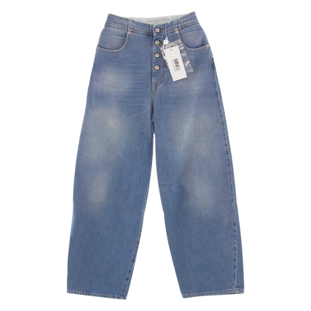 MAISON MARGIELA メゾンマルジェラ 20SS S52LA0119 MM6 エムエムシックス ハイライズ ボタンフライ ワイドストレート デニム パンツ インディゴブルー系 38【美品】【中古】