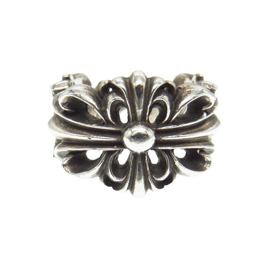 CHROME HEARTS クロムハーツ（原本有） DBL FLRL CRS RING ダブル フローラル クロス リング シルバー系 15号【中古】