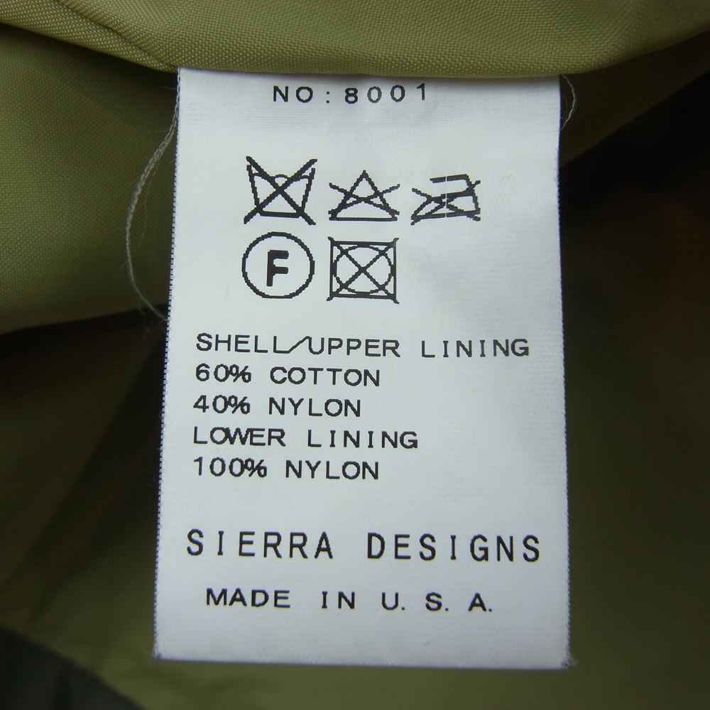 SIERRA DESIGNS シエラデザイン 8001 Short Parka JKT Made in USA 60/40クロス ロクヨン JACKET マウンテンパーカー Mountain Parka カーキ カーキ系 XL【中古】