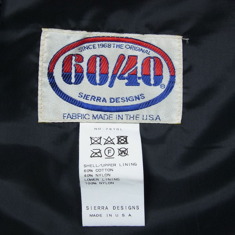 SIERRA DESIGNS シエラデザイン  7910J Made in USA 60/40クロス ロクヨン JACKET マウンテンパーカー Mountain Parka ブラック系 XL【中古】