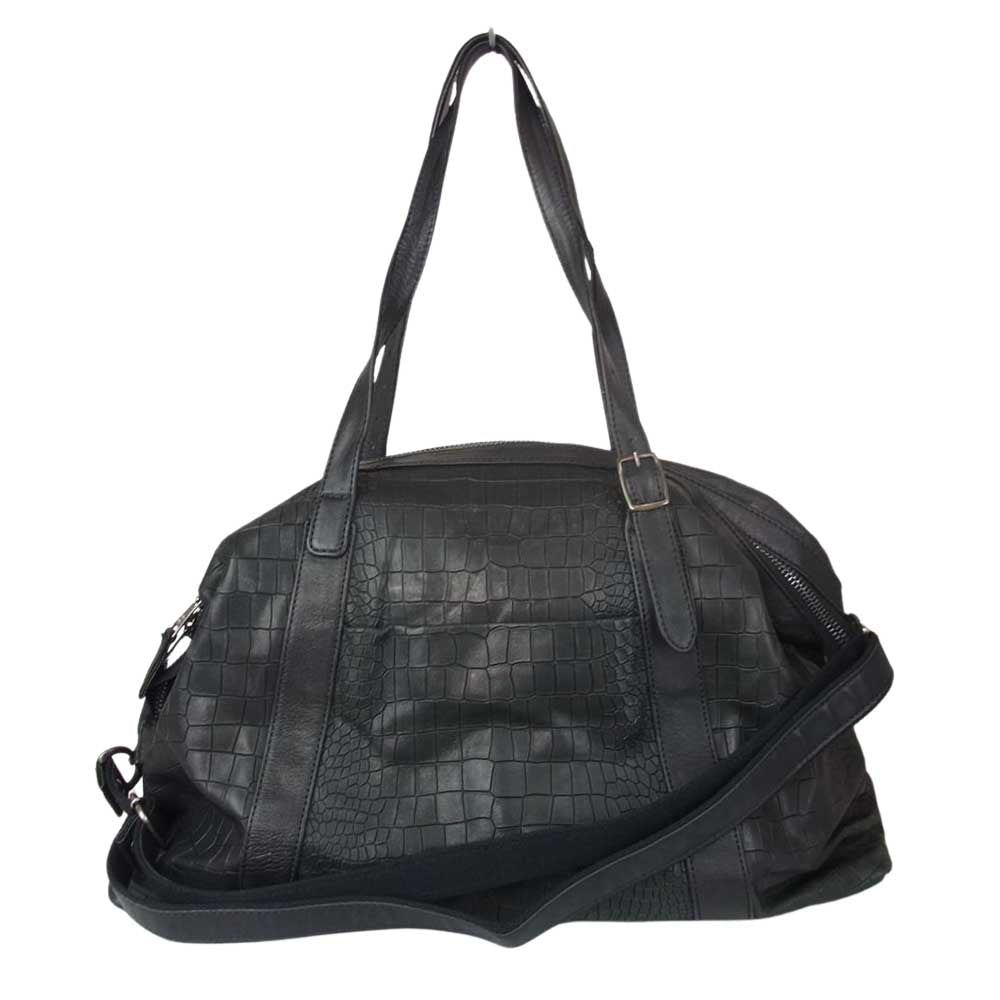 GIORGIO BRATO ジョルジオブラット イタリア製 クロコ型押し レザー 2WAY ショルダーバッグ ブラック系【中古】