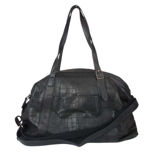 GIORGIO BRATO ジョルジオブラット イタリア製 クロコ型押し レザー 2WAY ショルダーバッグ ブラック系【中古】