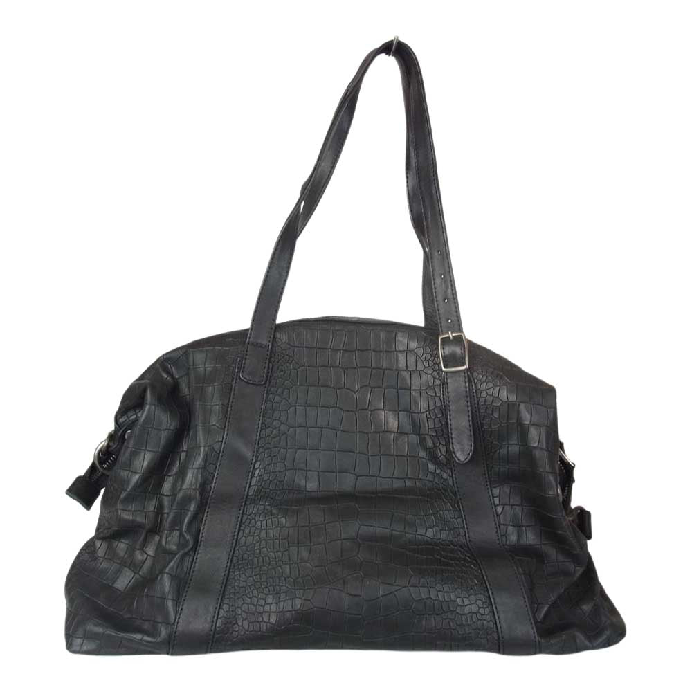 GIORGIO BRATO ジョルジオブラット イタリア製 クロコ型押し レザー 2WAY ショルダーバッグ ブラック系【中古】
