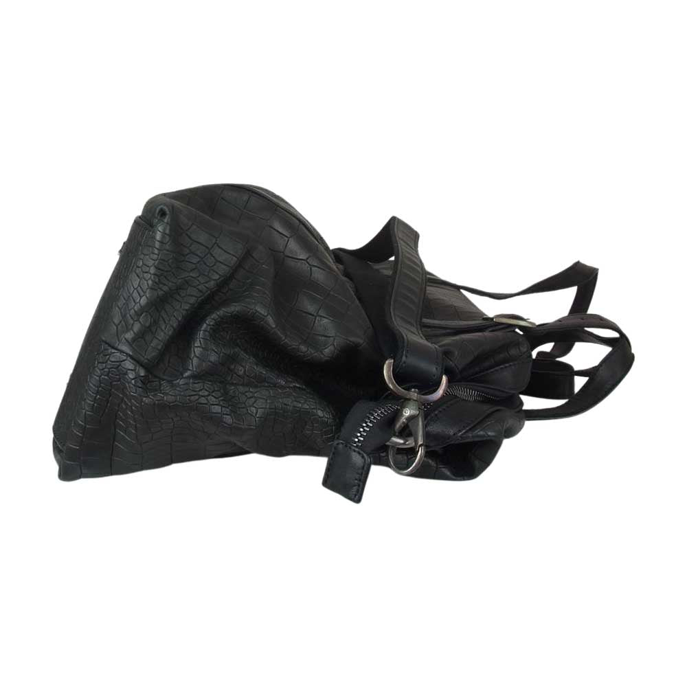 GIORGIO BRATO ジョルジオブラット イタリア製 クロコ型押し レザー 2WAY ショルダーバッグ ブラック系【中古】