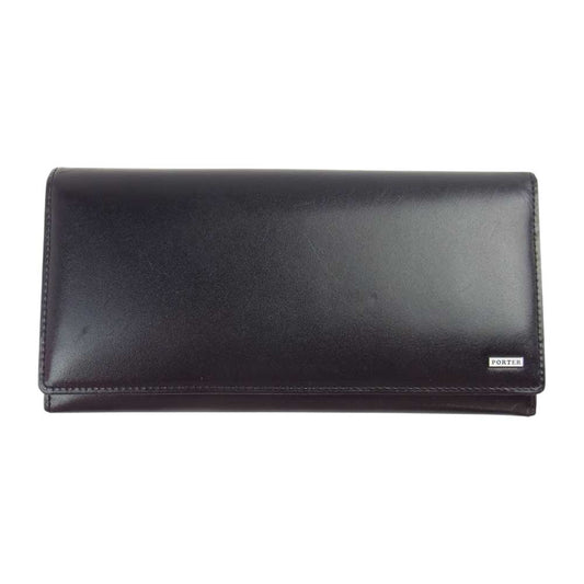 PORTER ポーター 110-02918 SHEEN シーン フラップ 長財布 ロングウォレット ブラック系【美品】【中古】