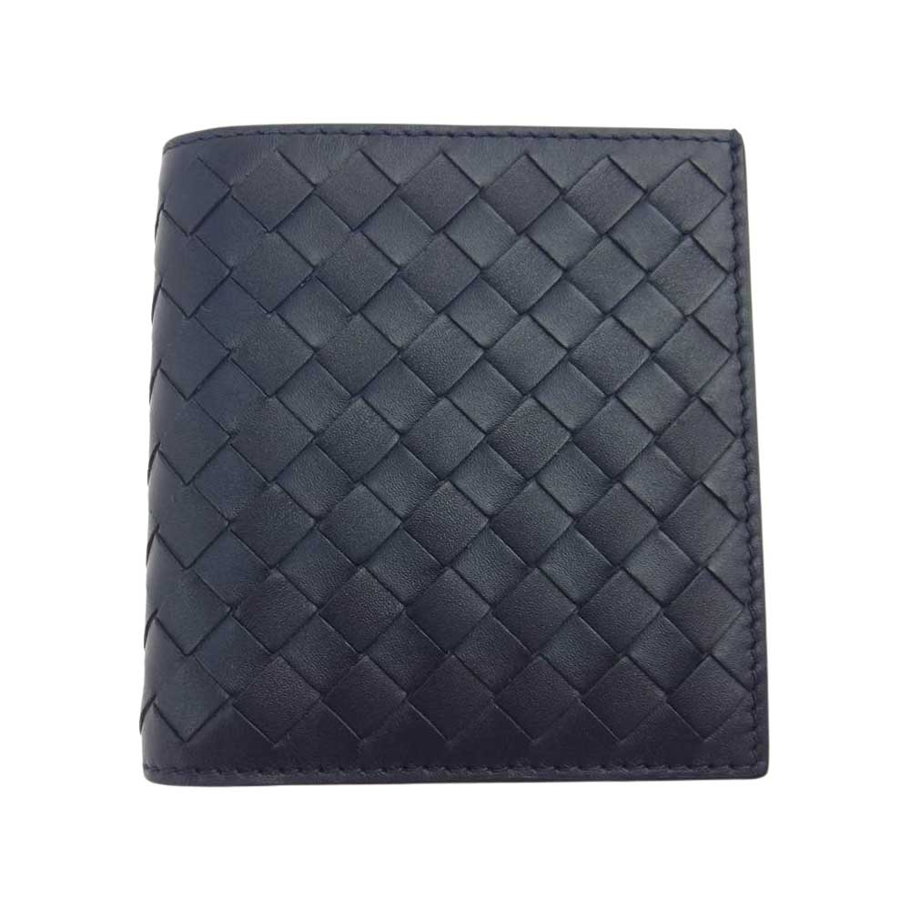 BOTTEGAVENETA ボッテガヴェネタ 222338-v4651-4013 INTRECCIATO イントレチャート 二つ折り 札入れ 財布  ネイビー系【極上美品】【中古】