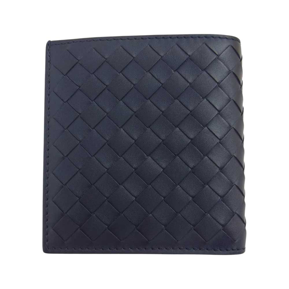 BOTTEGAVENETA ボッテガヴェネタ 222338-v4651-4013 INTRECCIATO イントレチャート 二つ折り 札入れ 財布  ネイビー系【極上美品】【中古】