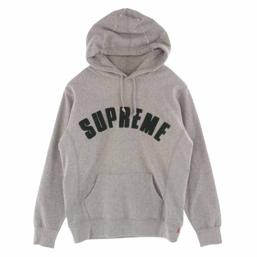 Supreme シュプリーム 17SS  Chenille Arc Logo Hooded Sweatshirt アーチロゴ スウェット パーカー グレー系 M【美品】【中古】