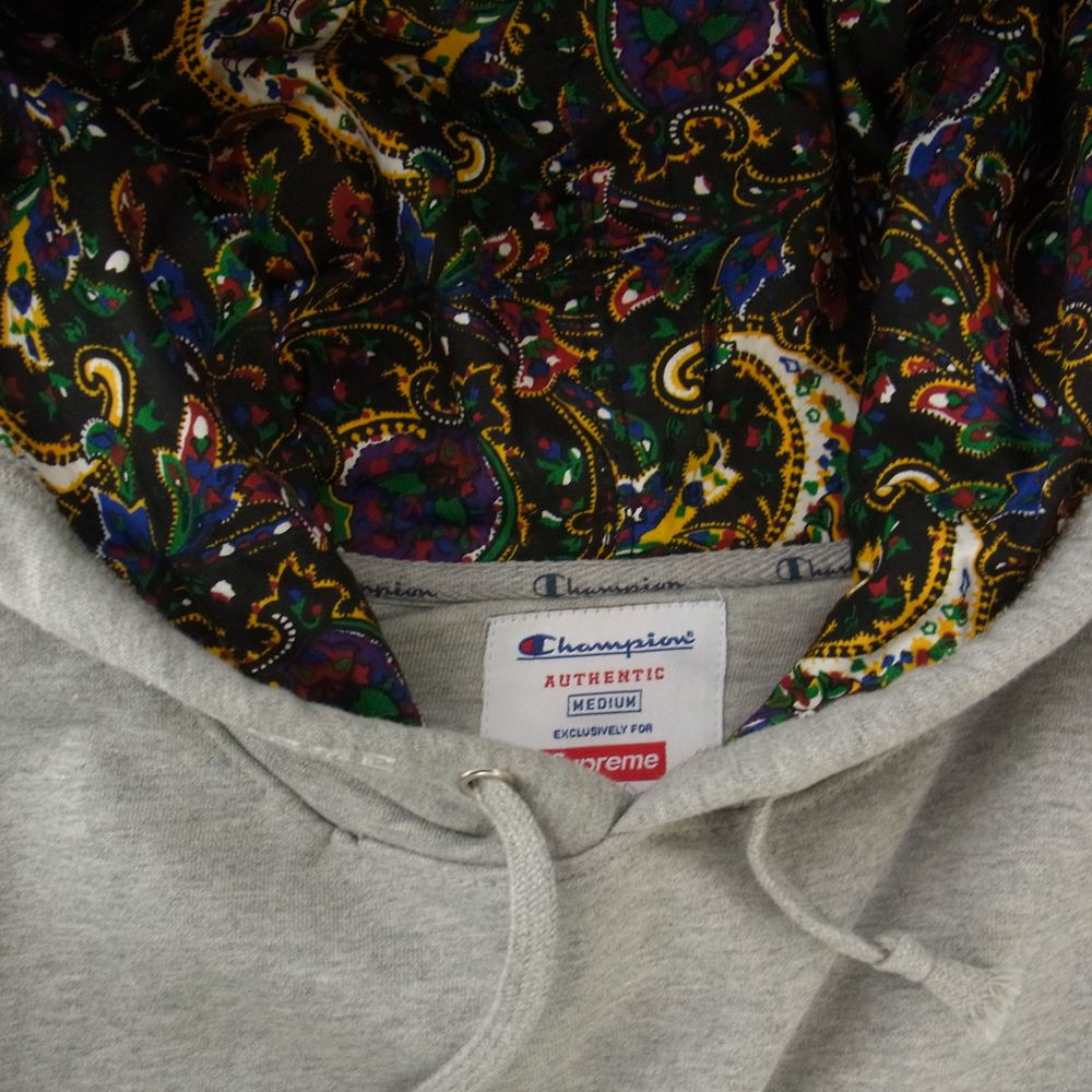 Supreme シュプリーム 13AW Champion Pullover Foodie チャンピオン コラボ ペイズリー スウェット パーカー  グレー系 M【美品】【中古】
