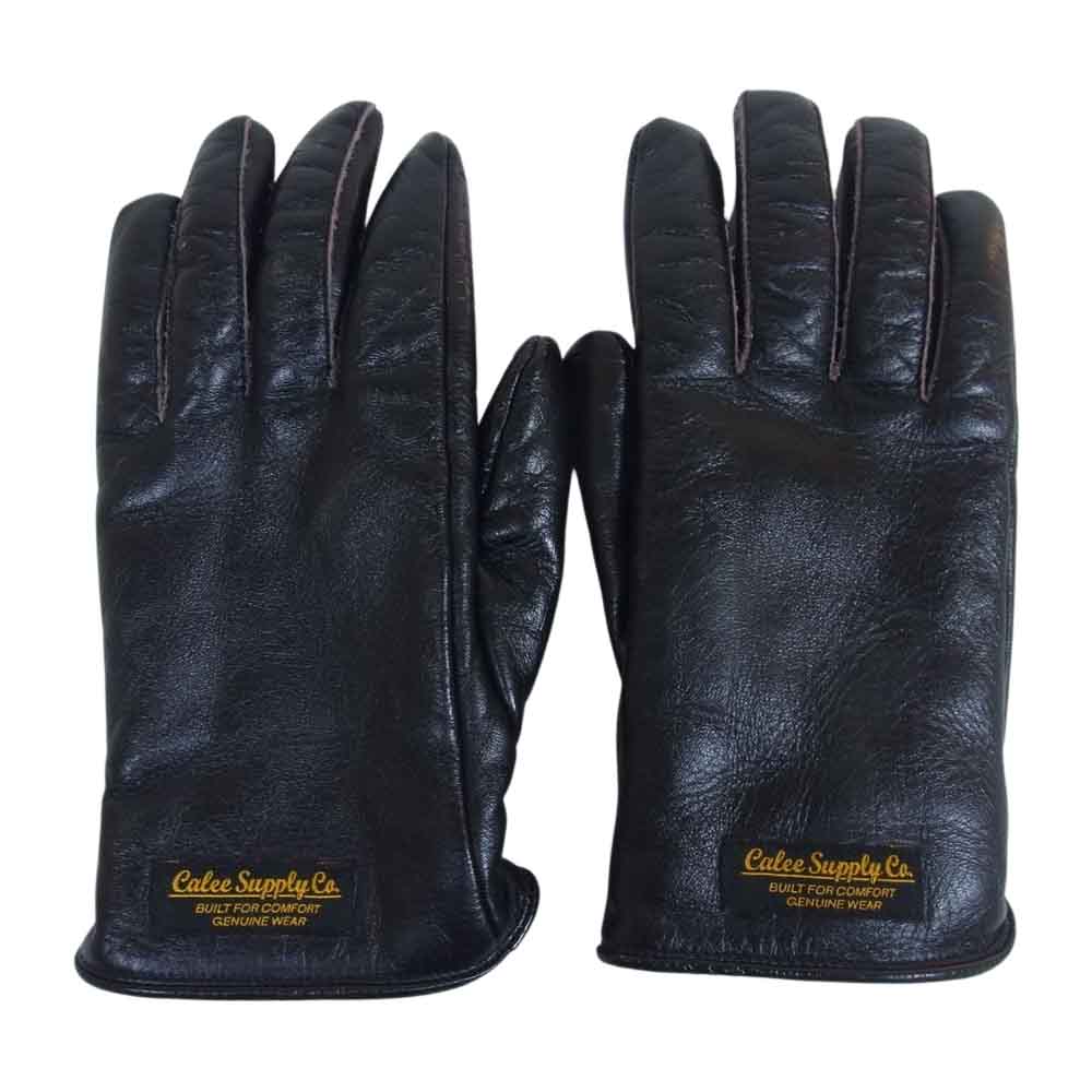 CALEE キャリー レザー 裏地ボア グローブ 手袋 ブラック系 L【中古
