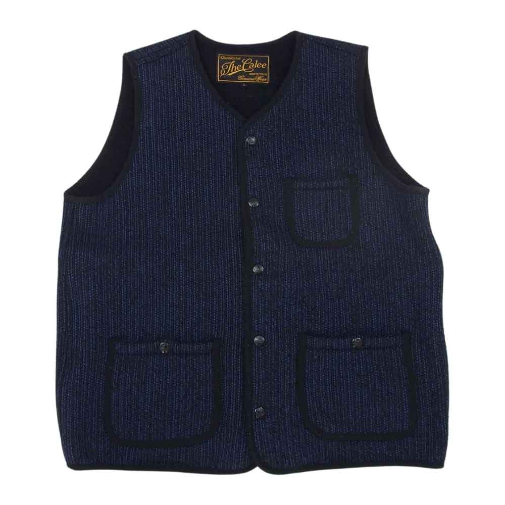 CALEE キャリー BEACH CLOTH VEST ビーチクロス ベスト ネイビー系 L【中古】