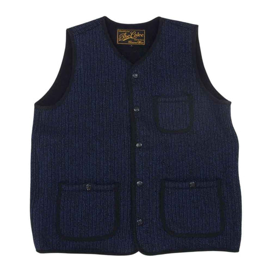 CALEE キャリー BEACH CLOTH VEST ビーチクロス ベスト ネイビー系 L【中古】