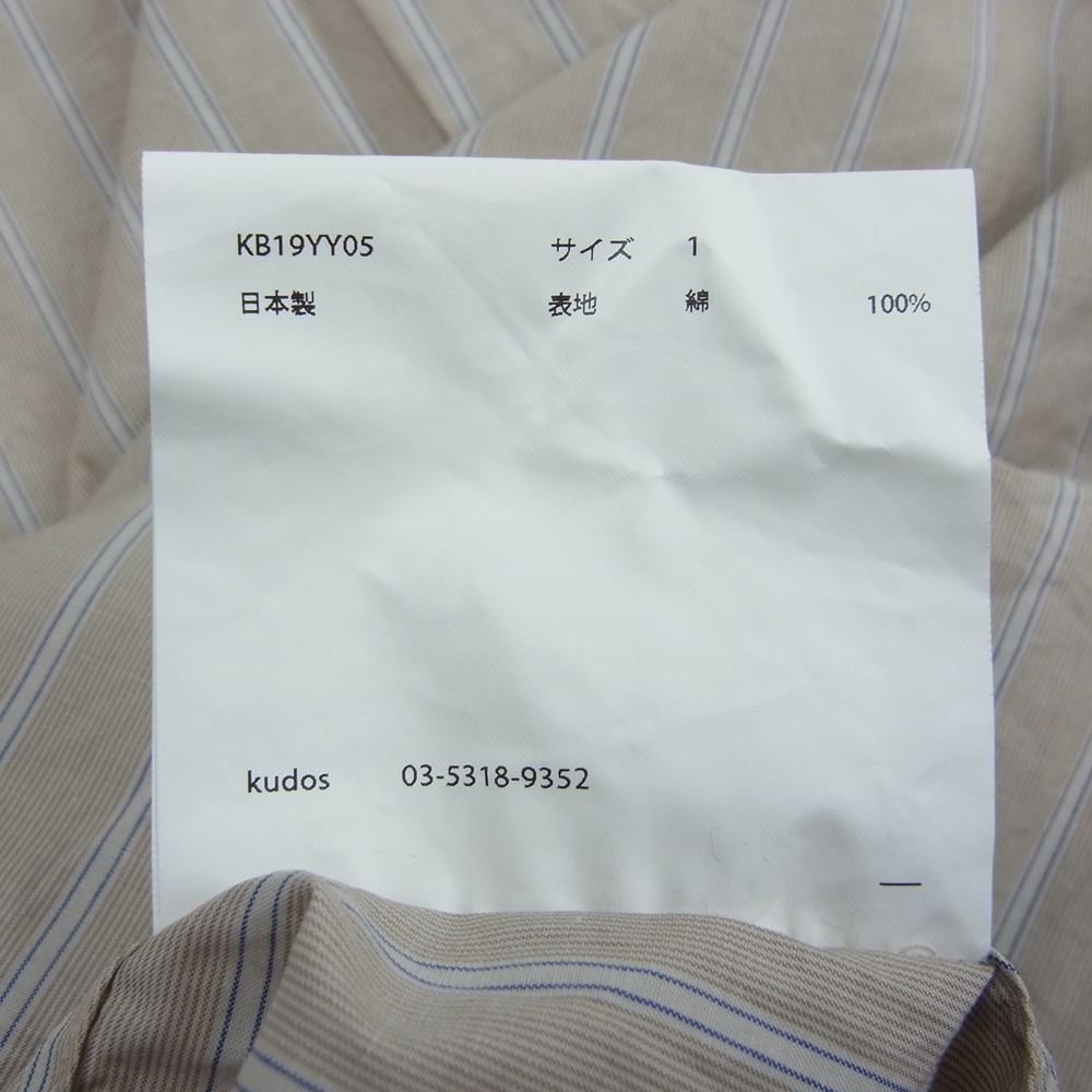 クードス 19AW KB19YY05 ドッキング ストライプ シャツ 長袖 ベージュ系 1【中古】