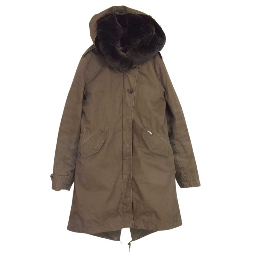 WOOLRICH ウールリッチ 1702151 ラビットファー ナイロン モッズ コート カーキ系 S【中古】