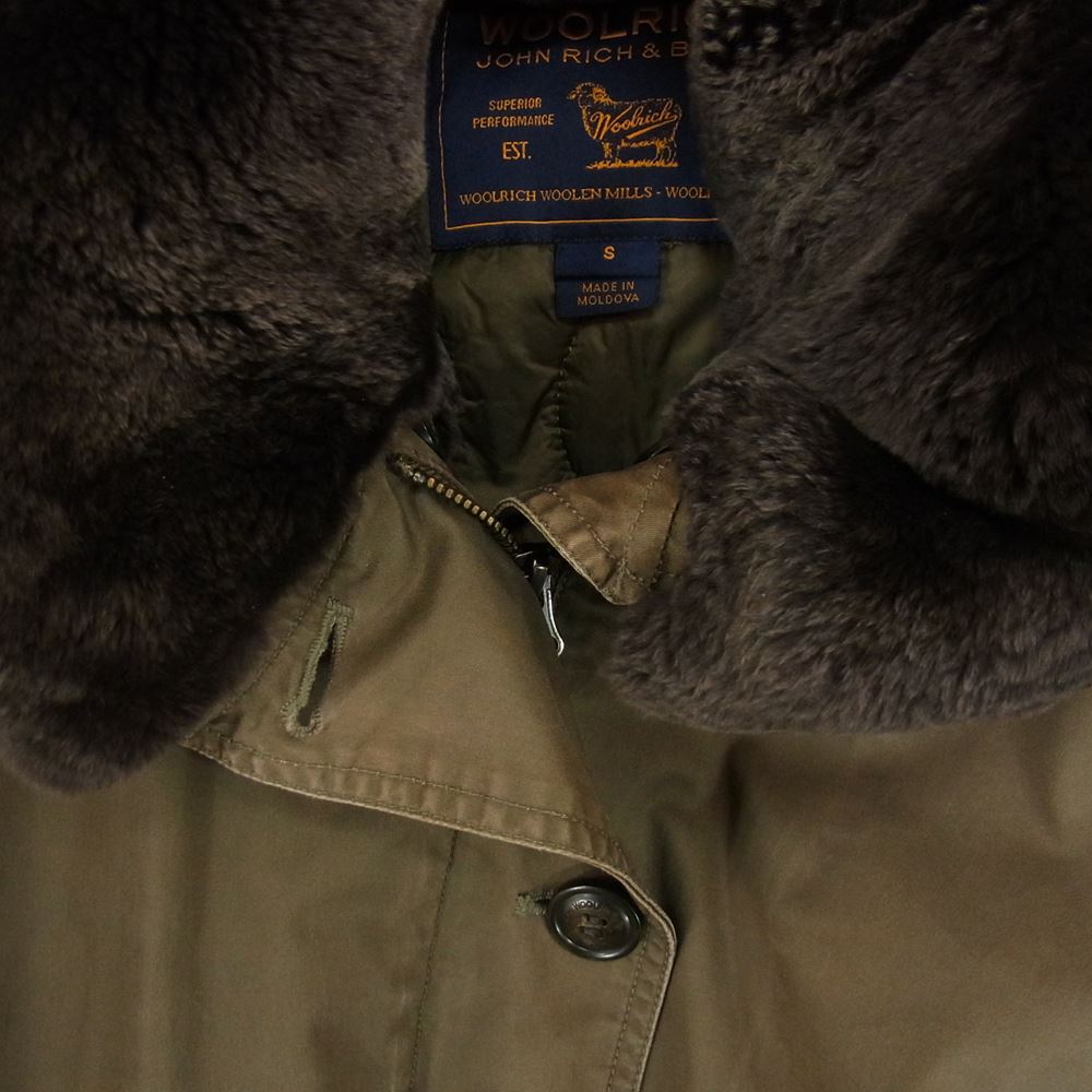 WOOLRICH ウールリッチ 1702151 ラビットファー ナイロン モッズ コート カーキ系 S【中古】