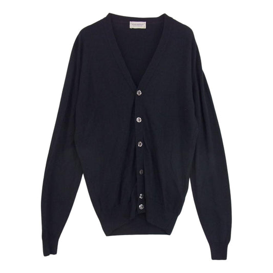 JOHN SMEDLEY ジョンスメドレー 国内正規品 英国製 ニュージーランド エキストラファイン メリノウール ハイゲージ ニット カーディガン ネイビー系 M【中古】