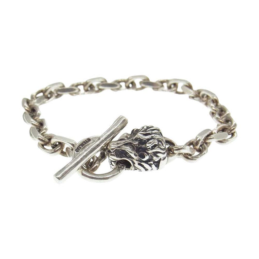 BILL WALL LEATHER ビルウォールレザー 取扱店販売証明書付属 Square Chain Link Blaclet LION スクエアチェーン リンク ライオン ブレスレット シルバー系【中古】