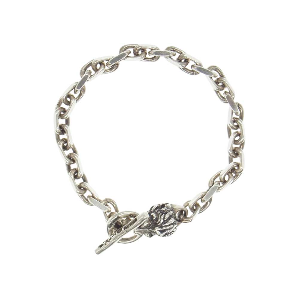 BILL WALL LEATHER ビルウォールレザー 取扱店販売証明書付属 Square Chain Link Blaclet LION スクエアチェーン リンク ライオン ブレスレット シルバー系【中古】