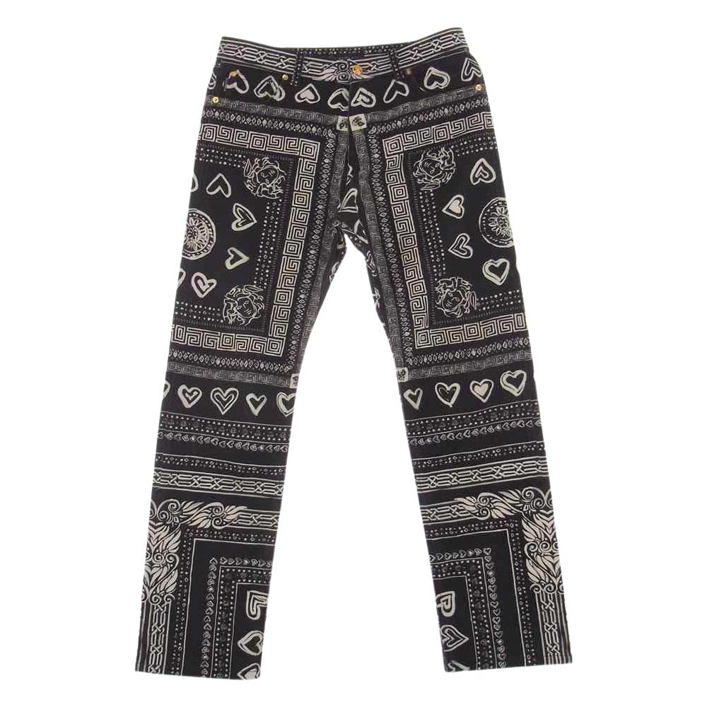 VERSACE ヴェルサーチ A83490 A230653  国内正規品 メデューサ バンダナ パンツ ブラック系 30【中古】