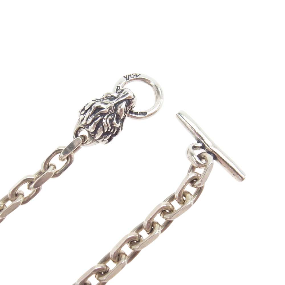 BILL WALL LEATHER ビルウォールレザー 取扱店販売証明書付属 Square Chain w Lion Head スクエアチェーン ライオンヘッド ネックレス シルバー系【中古】