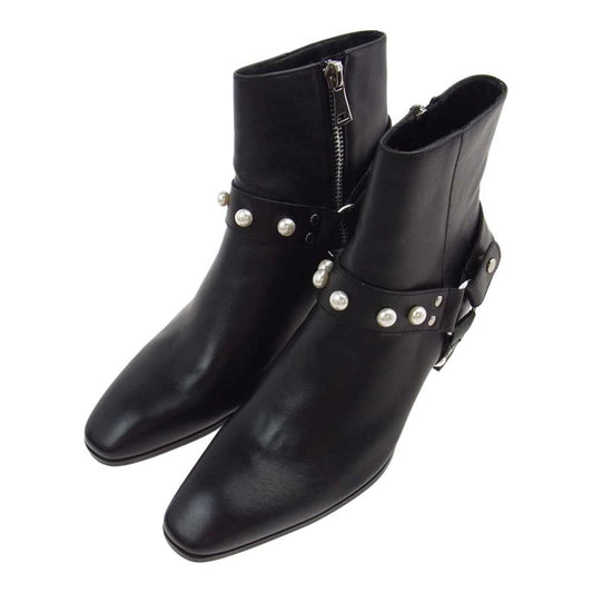 エンデヴァイス ELB660-3 パール付き レザー リング ブーツ ブラック系 44【新古品】【未使用】【中古】