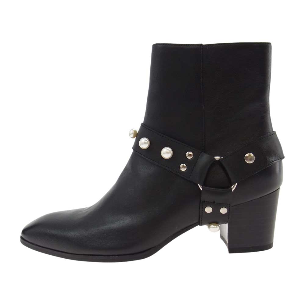 エンデヴァイス ELB660-3 パール付き レザー リング ブーツ ブラック系 44【新古品】【未使用】【中古】