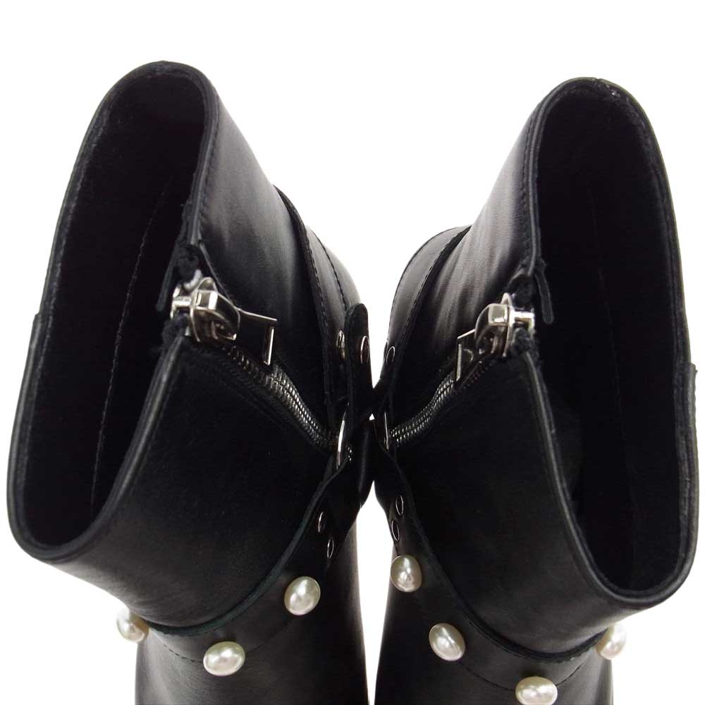 エンデヴァイス ELB660-3 パール付き レザー リング ブーツ ブラック系 44【新古品】【未使用】【中古】