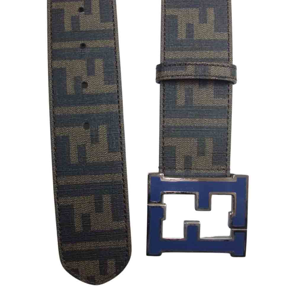FENDI フェンディ 7C0250-XEE COLLEGE BELT ズッカ柄 レザー ベルト バックル ブラウン系 90/86【中古】