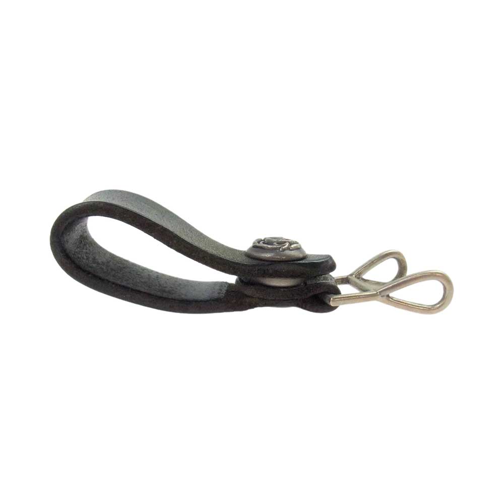 CHROME HEARTS クロムハーツ（原本無） BELT LOOP ベルトループ フローラル ボタン レザー ベルトループ ブラック系 シルバー系【中古】