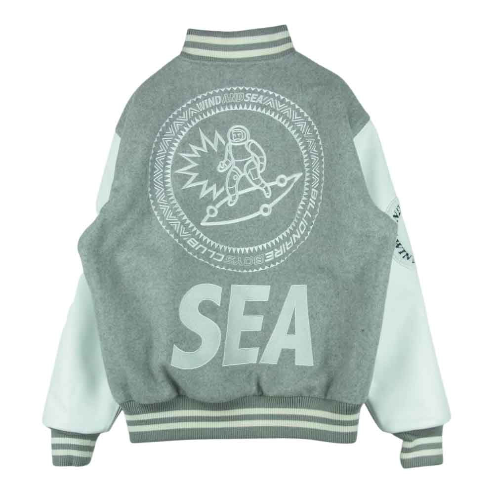 WIND AND SEA ウィンダンシー 20AW BBCJP205SX003 BBC BILLIONAIRE BOYS CLUB ビリオネアボーイズクラブ VARSITY JACKET スタジャン グレー系 ホワイト系 S【中古】