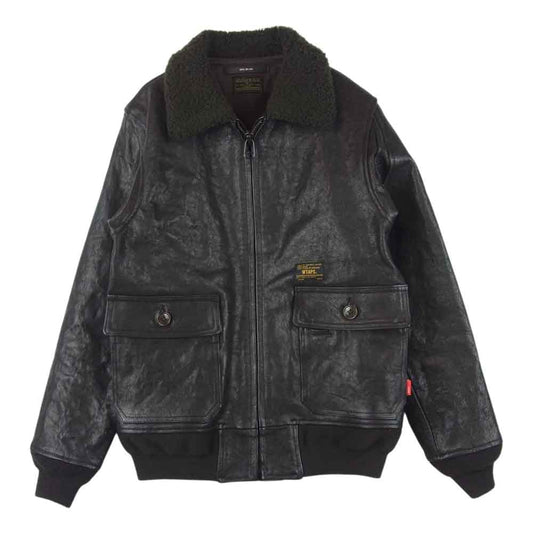 WTAPS ダブルタップス 13AW 132SPDT-JKM02 LIFIST GOAT G-1 ゴート レザー フライト ジャケット ダークブラウン系 1【中古】