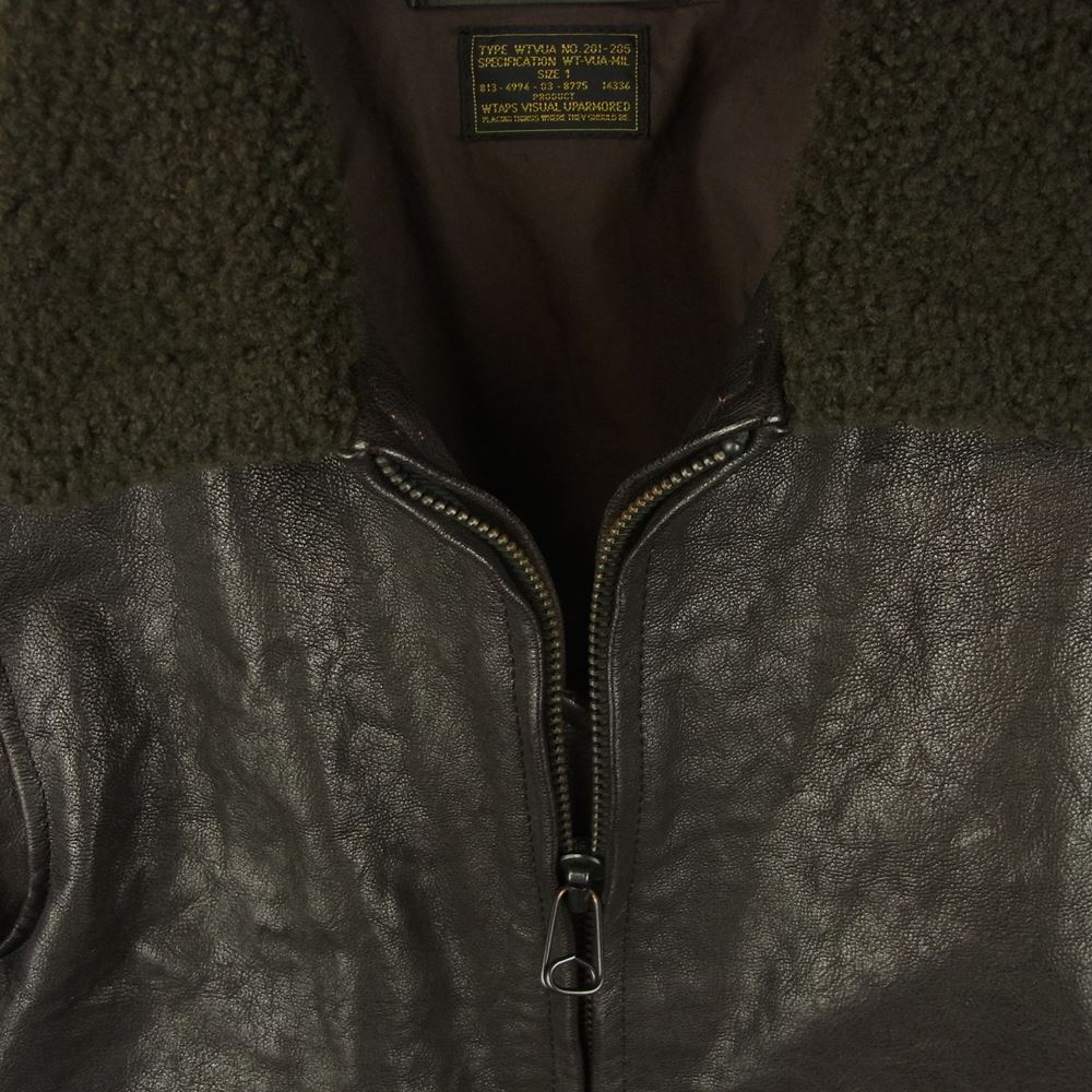 WTAPS ダブルタップス 13AW 132SPDT-JKM02 LIFIST GOAT G-1 ゴート レザー フライト ジャケット ダークブラウン系 1【中古】