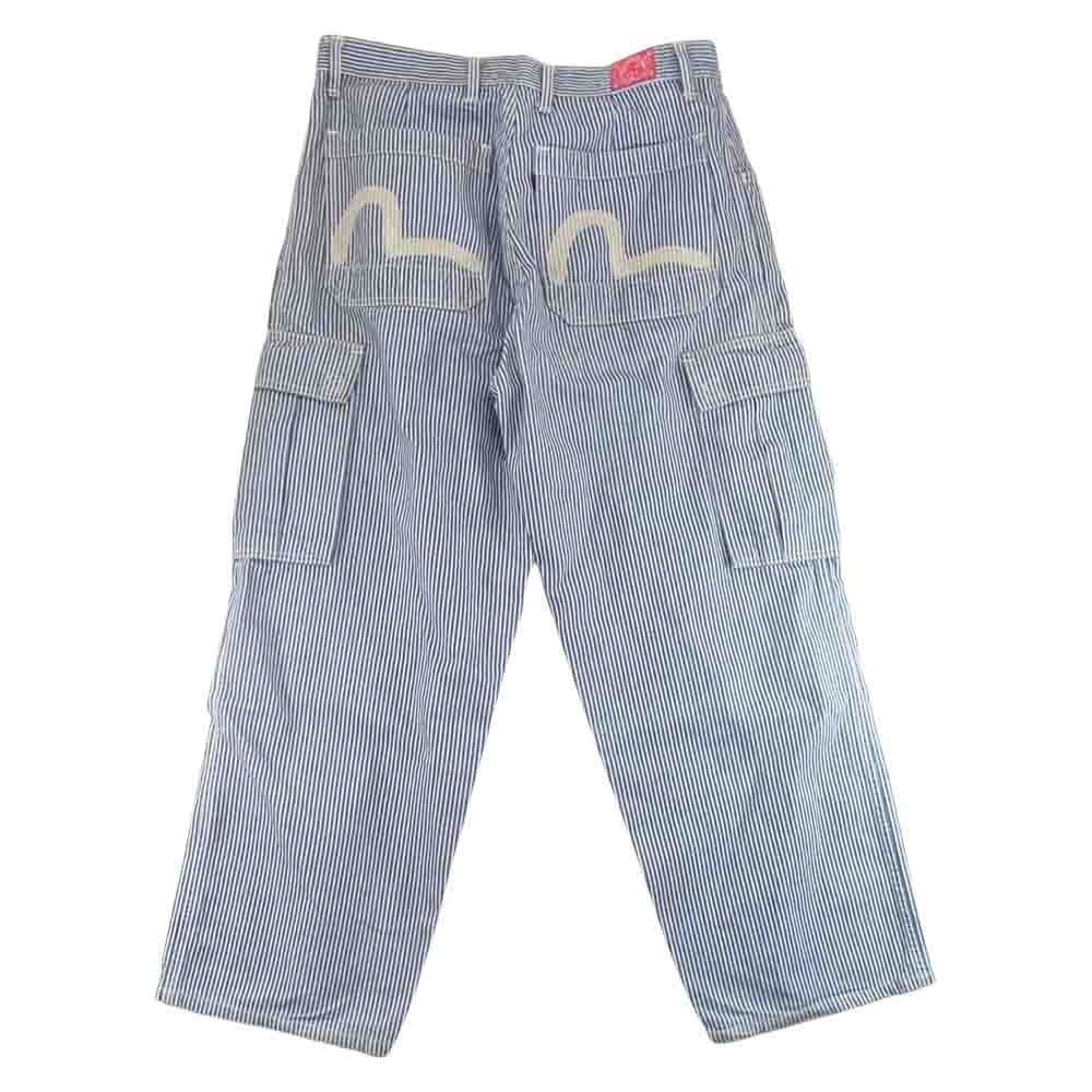 EVISU エヴィス カモメ ヒッコリー カーゴ パンツ ブルー系 34【中古】