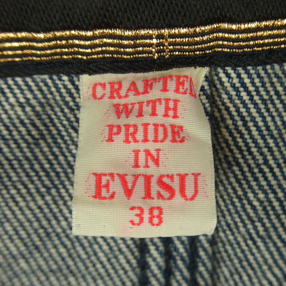 EVISU エヴィス 家紋 デニム ジャケット ブラウン系 インディゴブルー系 38【中古】