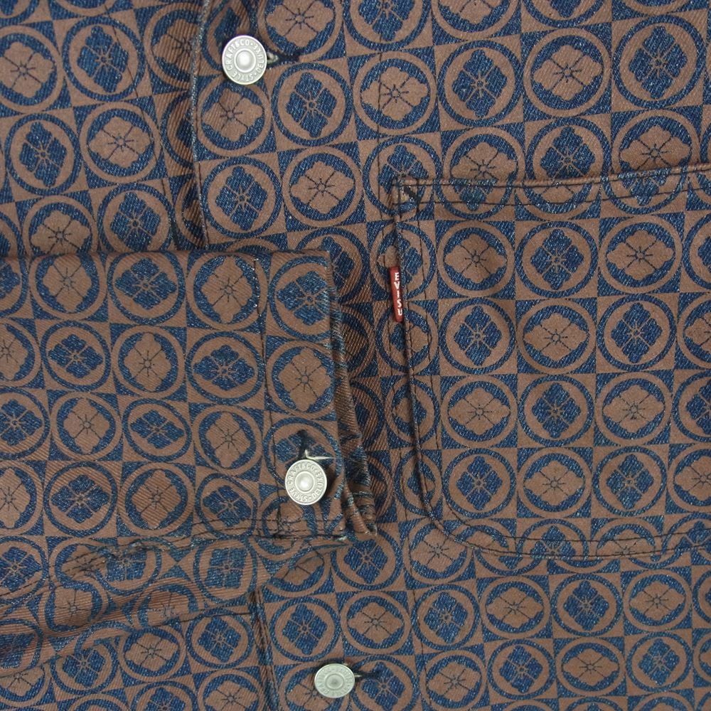 EVISU エヴィス 家紋 デニム ジャケット ブラウン系 インディゴブルー系 38【中古】